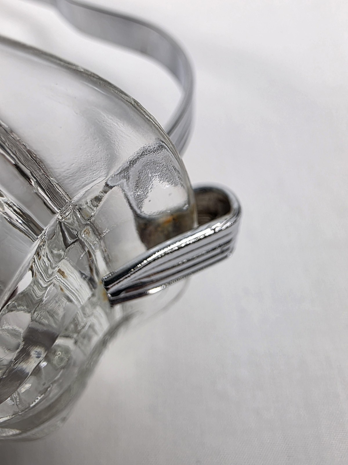 Vintage Glass Relish Tray Chrome Handle Starburst Cut Pattern Candy Dish Server