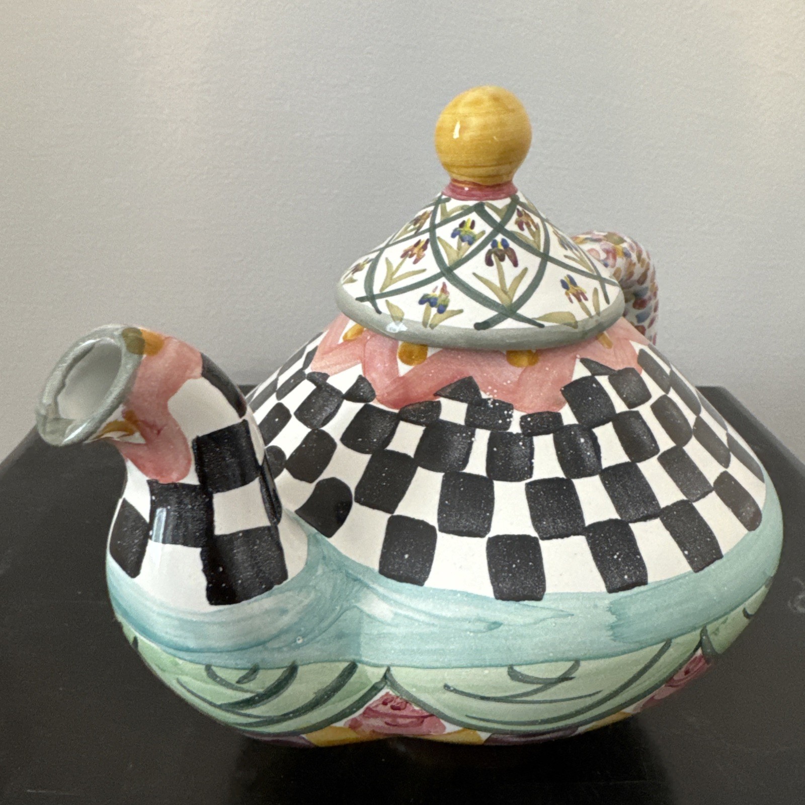 MacKenzie-Childs Odd Fellows Taylor Teapot Ceramic Never Used RETIRED!