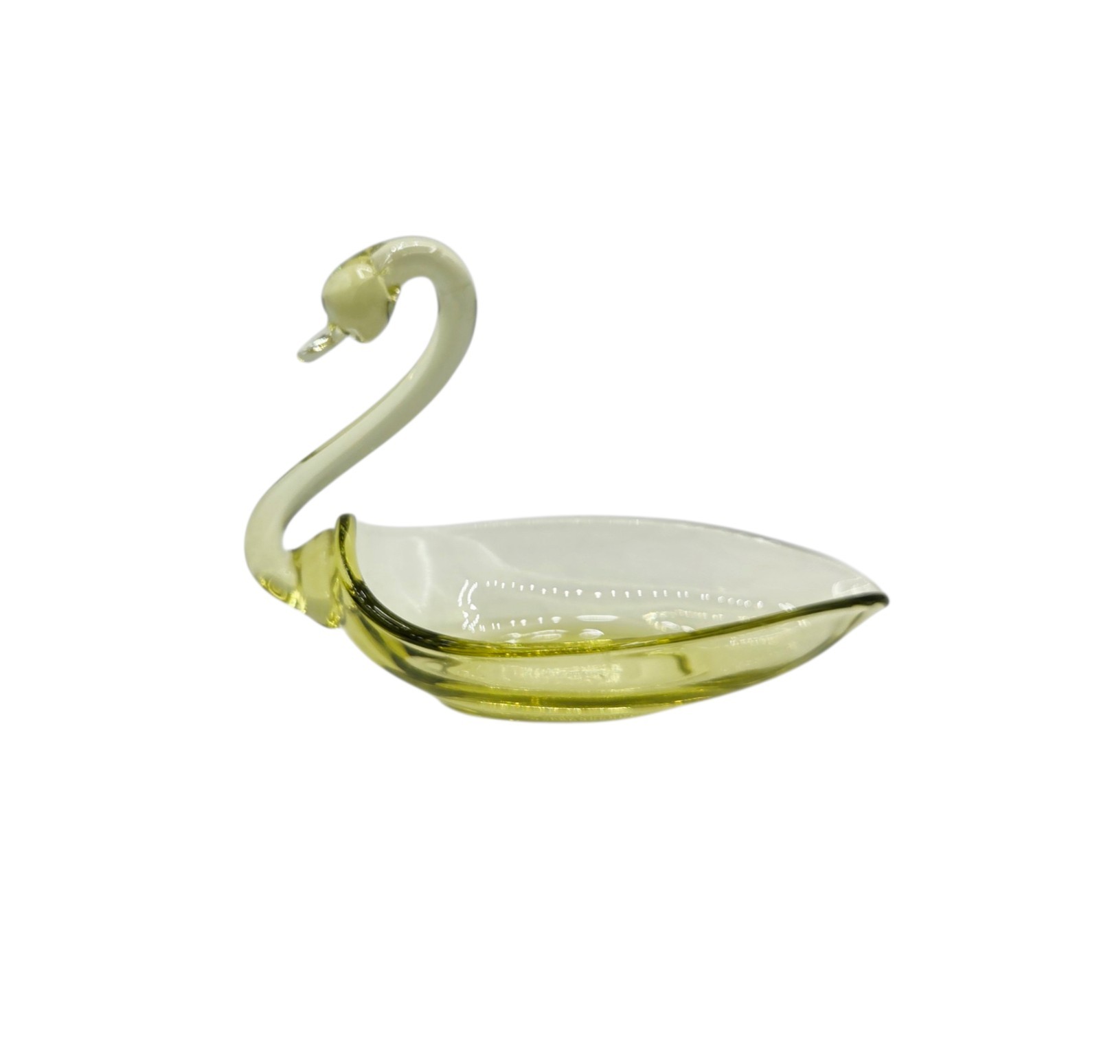 1940s Duncan & Miller Yellow Swan Art Glass Dish Pall Mall Small 5in