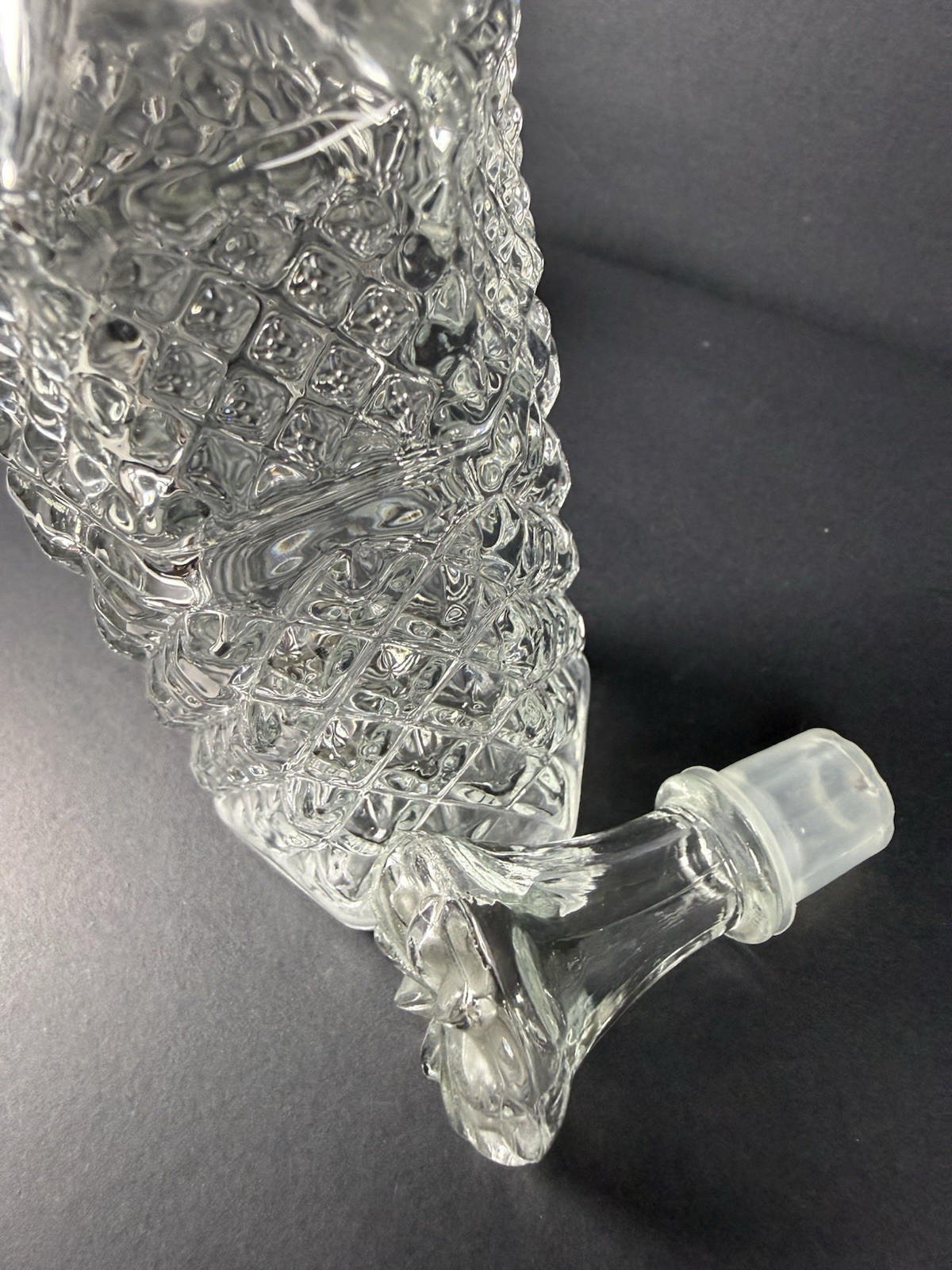 Vintage Pressed Glass Cruet, Decanter, Salt & Pepper & Relish Tray Lot of 5