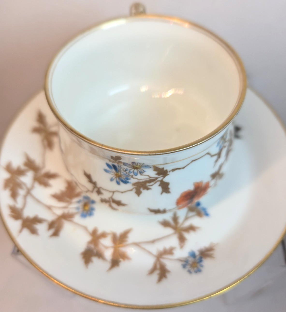 Antique Havilland Porcelain Teacup Saucer Set CFH GDM Limoges France 1890s