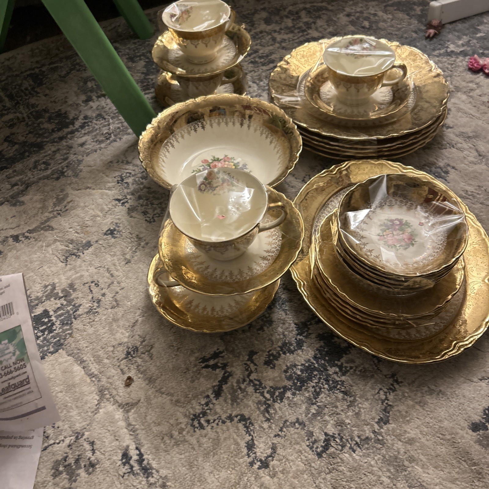 Homer Laughlin Vogue 22K Gold Flowers Victorian Republic Set Vintage