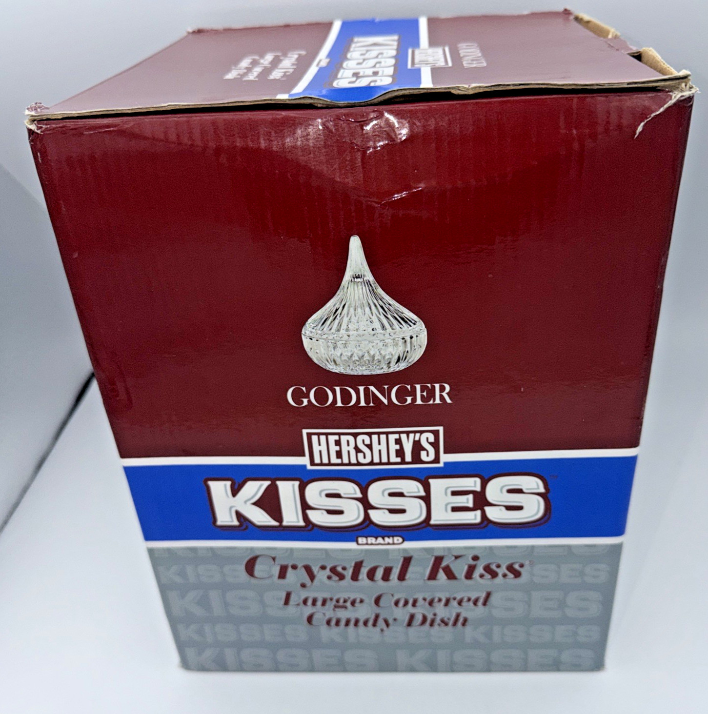 LARGE 9″ Hershey’s Kiss Crystal Covered Candy Dish Godinger Kisses Box HTF