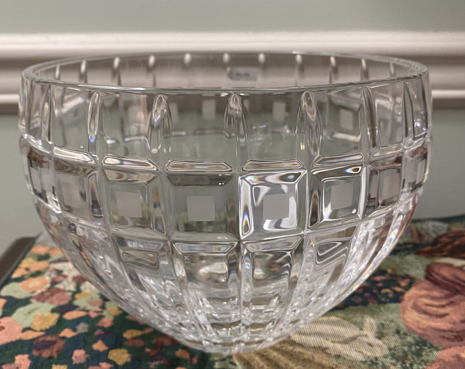 Waterford Marquis 10” W QUADRATA Lead Crystal Bowl Etched Frosted Squares POLAND