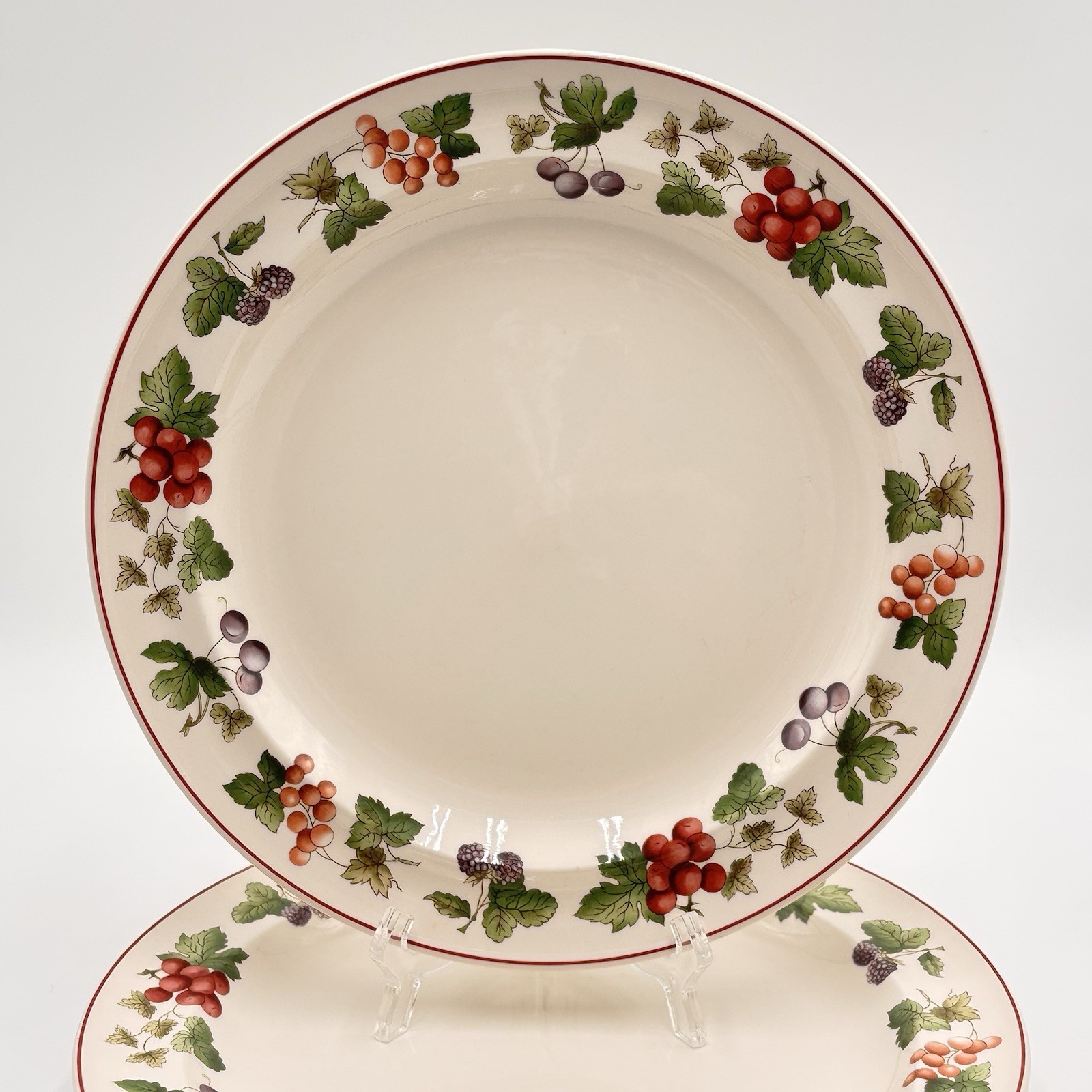 Vtg Wedgwood Provence Queen’s Ware Dinner Plates Set Of 4 Fruits Border England