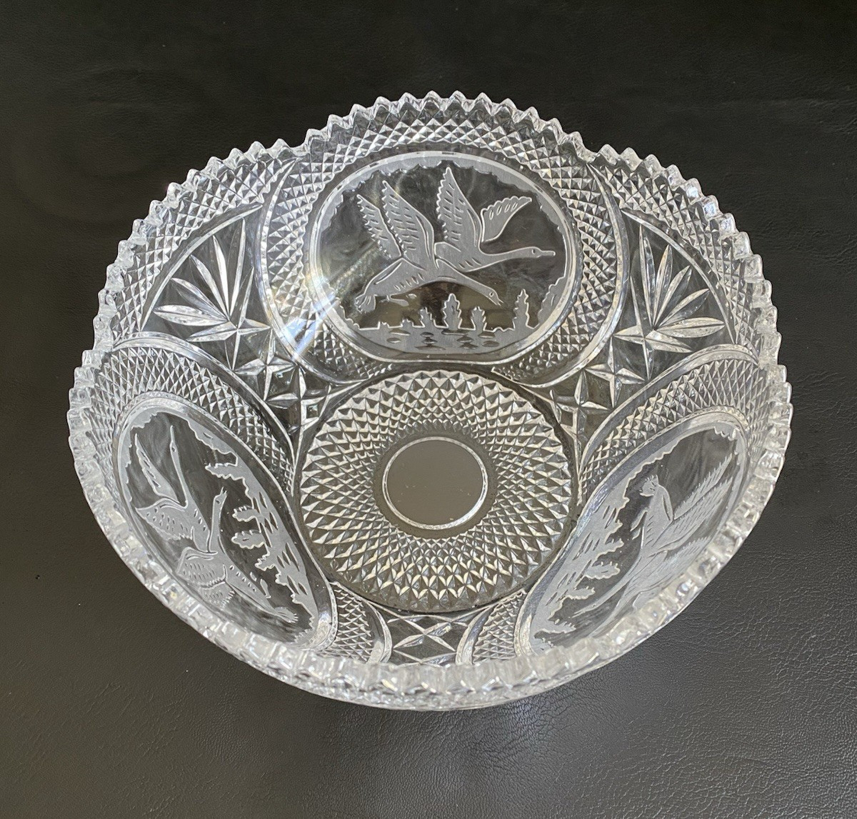 Antique ABP American Brilliant Period Cut Crystal 8.25″ Bowl Saw-Tooth Edge