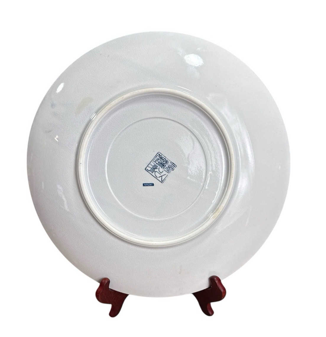 Vtg Blue Willow Japan Round Serving Dish Tray Platter Blue White Porcelain 15 in