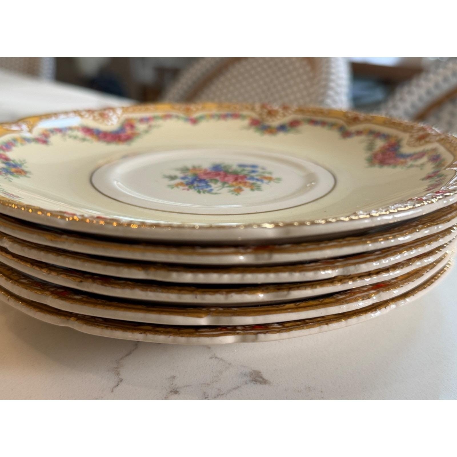 John Maddock & Sons-Royal Ivory- “Henley” Set of 3 Dinner Plates Floral Antique