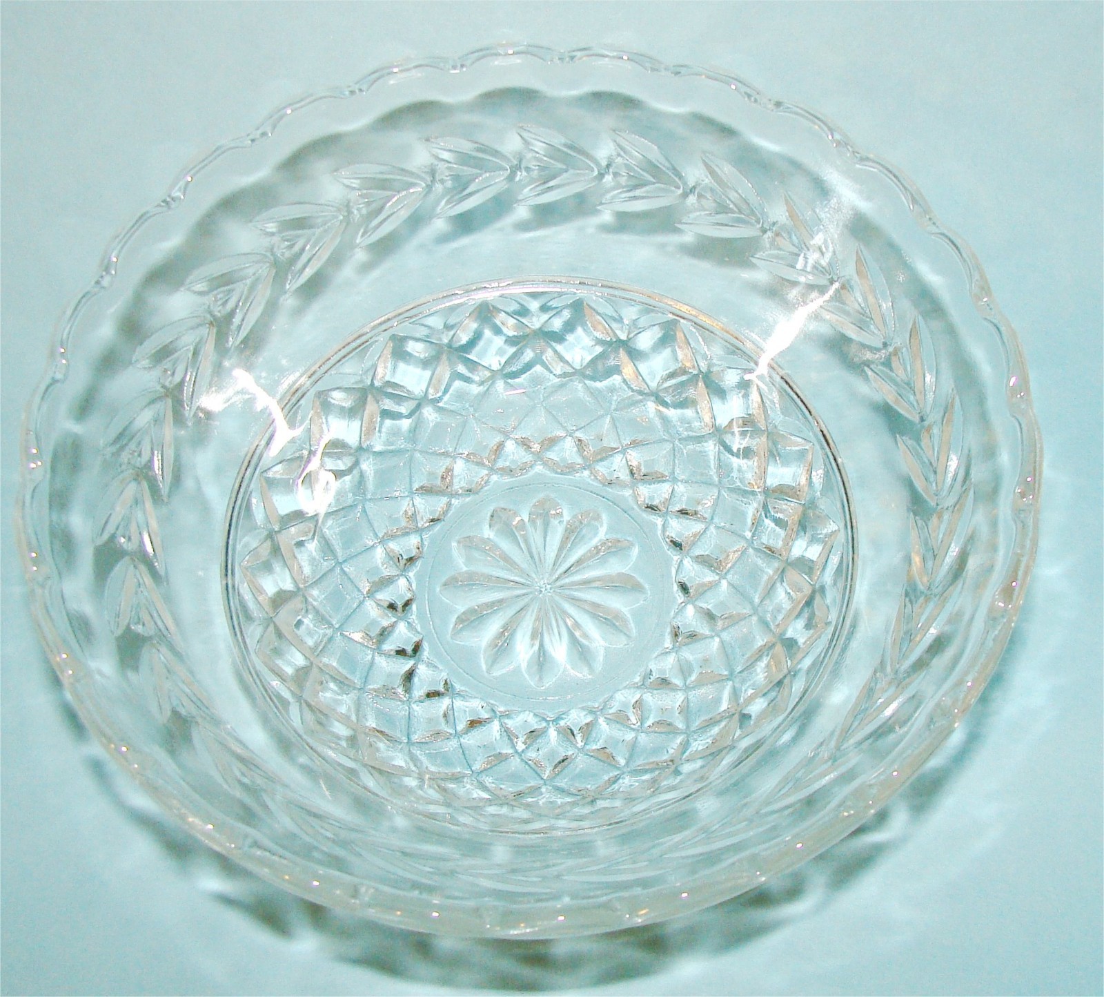 6 Vtg Diamond Clear Glass Berry Dessert Bowl Set Anchor Hocking Wexford ? 4 ¾”