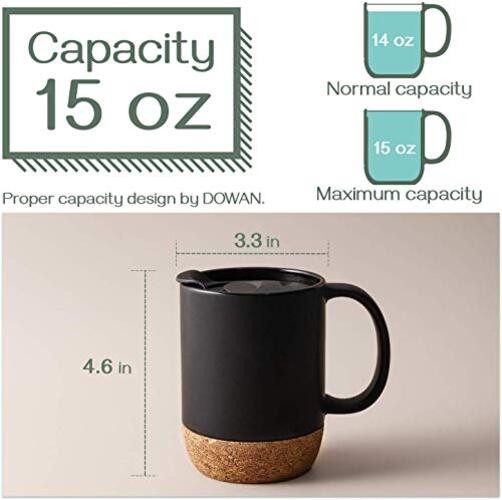 Coffee Mugs, 15 oz Mug Set of 2, Large Ceramic 15 fl oz (Set of 2) Matte Grey