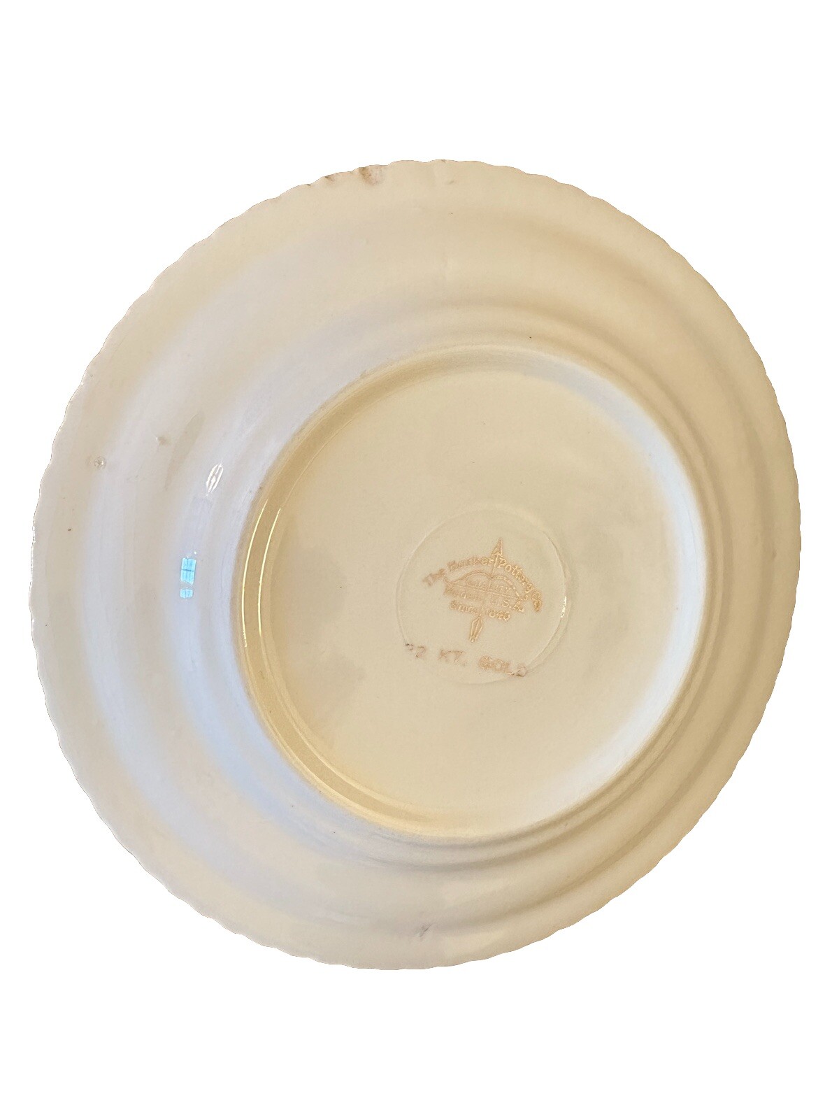 Harker Pottery Company “Courting Couple” 22k gold trim, Set Of 4 Dessert Plates