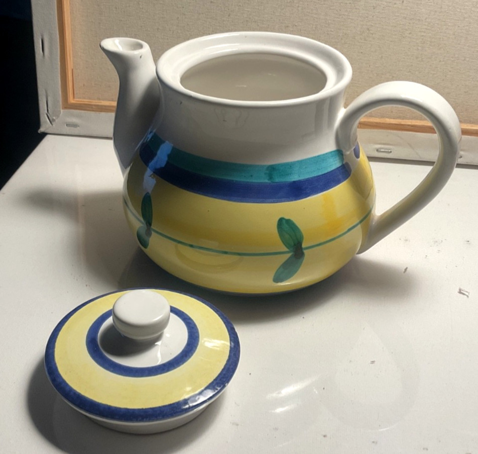 Vintage Ceramiche Beta SRL Tea pot Hand Painted Italy 5”x6” Authentic