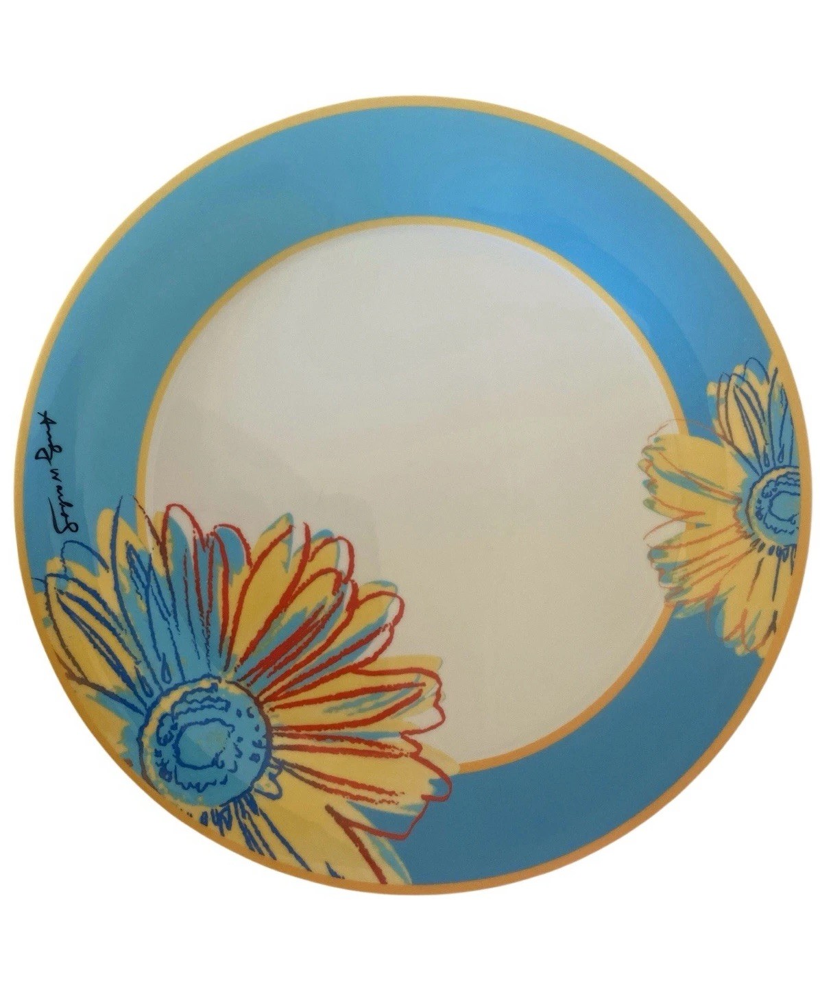 Andy Warhol Rosenthal Daisy Dinner Plates Blue Border Set of 6 Studio-Line