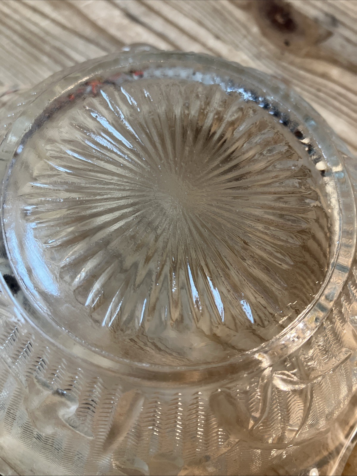 Vintage Jeannette Glass Iris and Herringbone Clear Glass Bowl 5 in Ruffled Edge