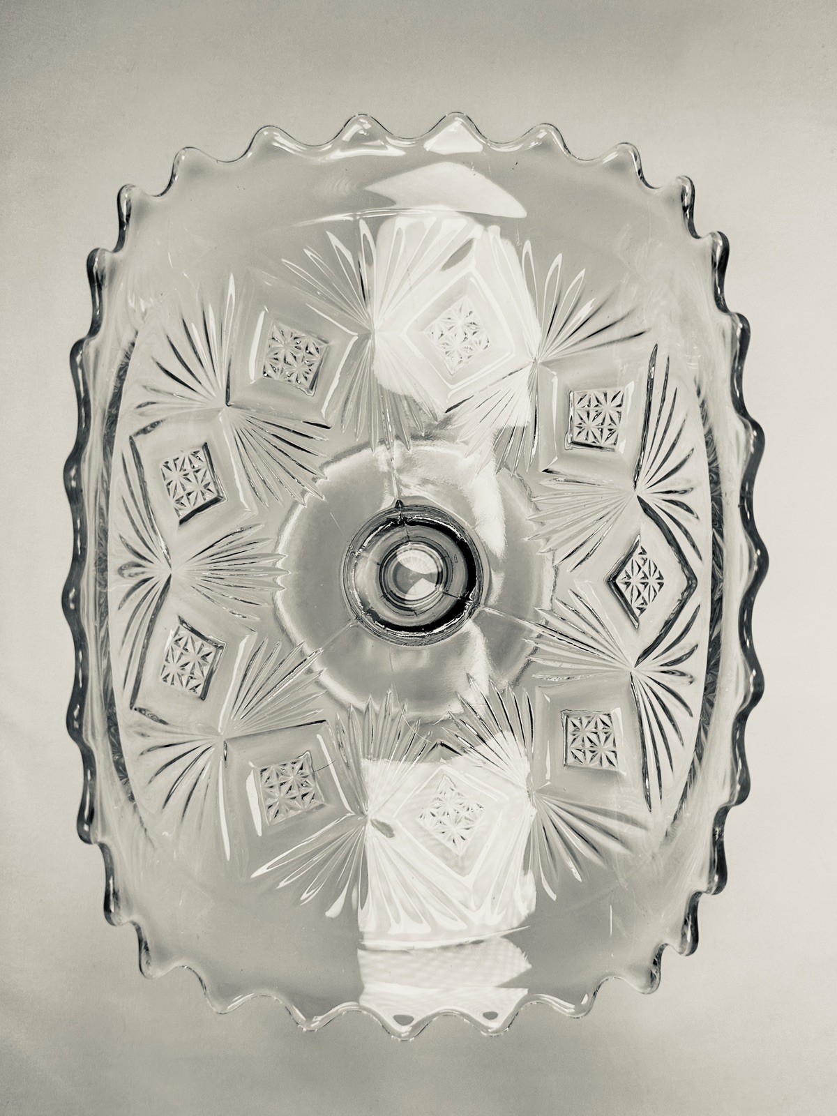 Bryce Glass Co. Footed Banana Stand. EAPG “Sheaf & Diamonds”