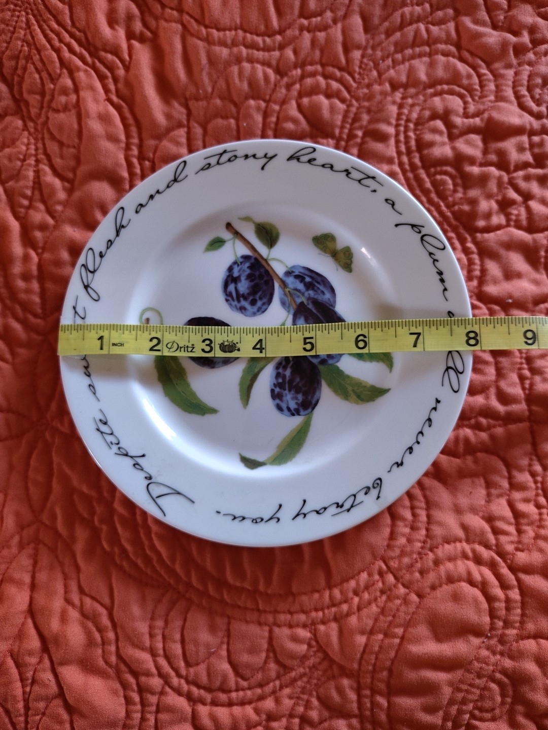Orchard Suite by Williams-Sonoma Decorative Plate 7-3/4″ SET/3-Plum Pear Apple