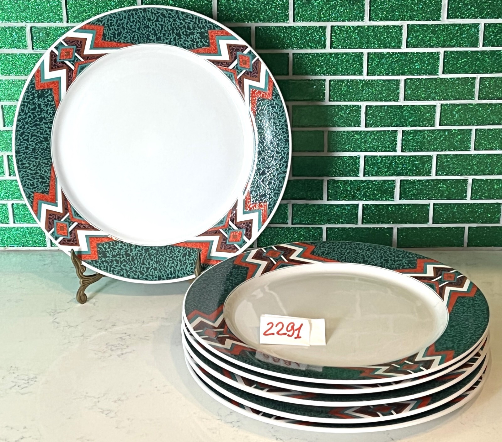 Lot of 6 Gibson Housewares Mojave Design Southwest 11-3/4 inch Dinner Plates