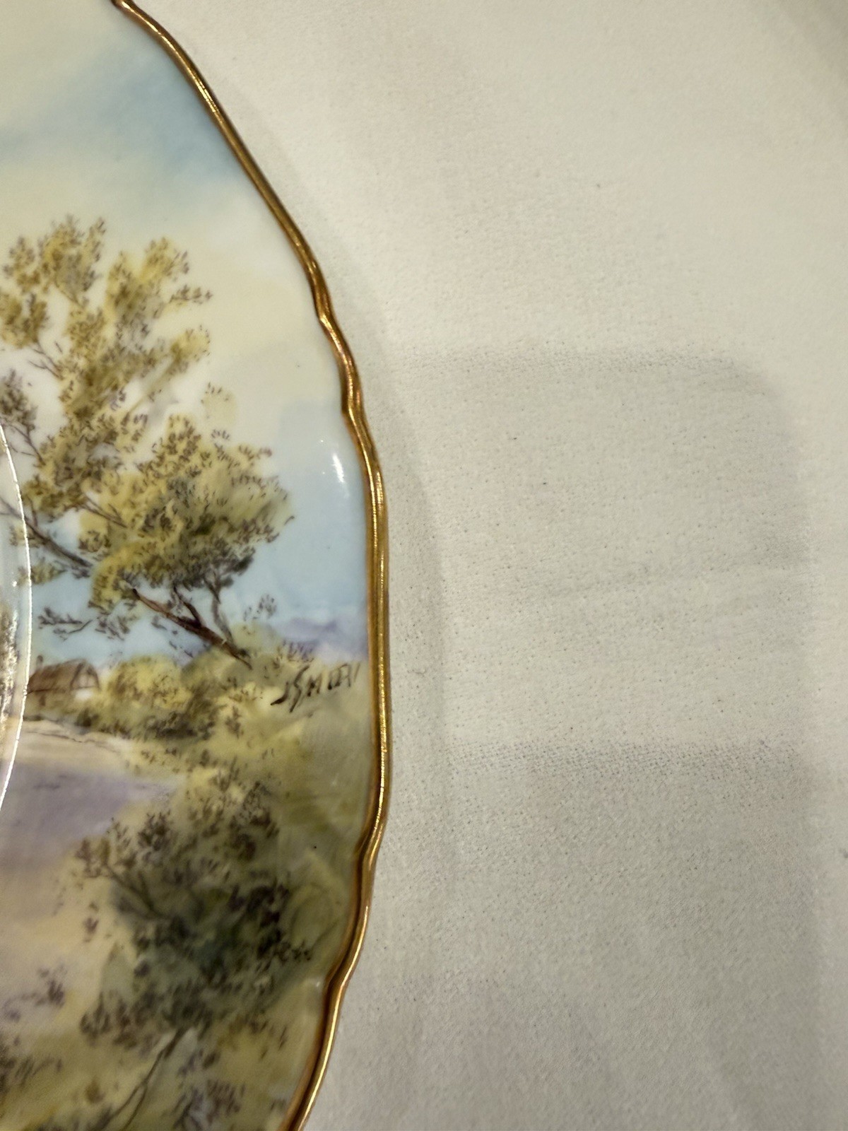 Pristine 1952 Royal Worcester Anne Hathaway Cottage Plate Signed J. Smith 10.5″