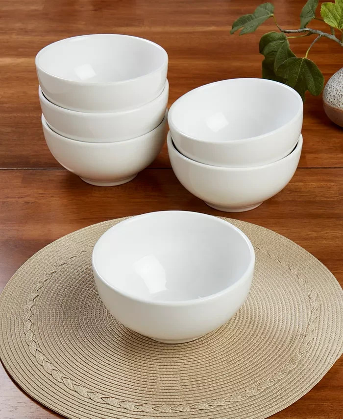 Tabletops Gallery Chic Cereal Bowls Blanc De Blanc, 6.5 in – Set of 6