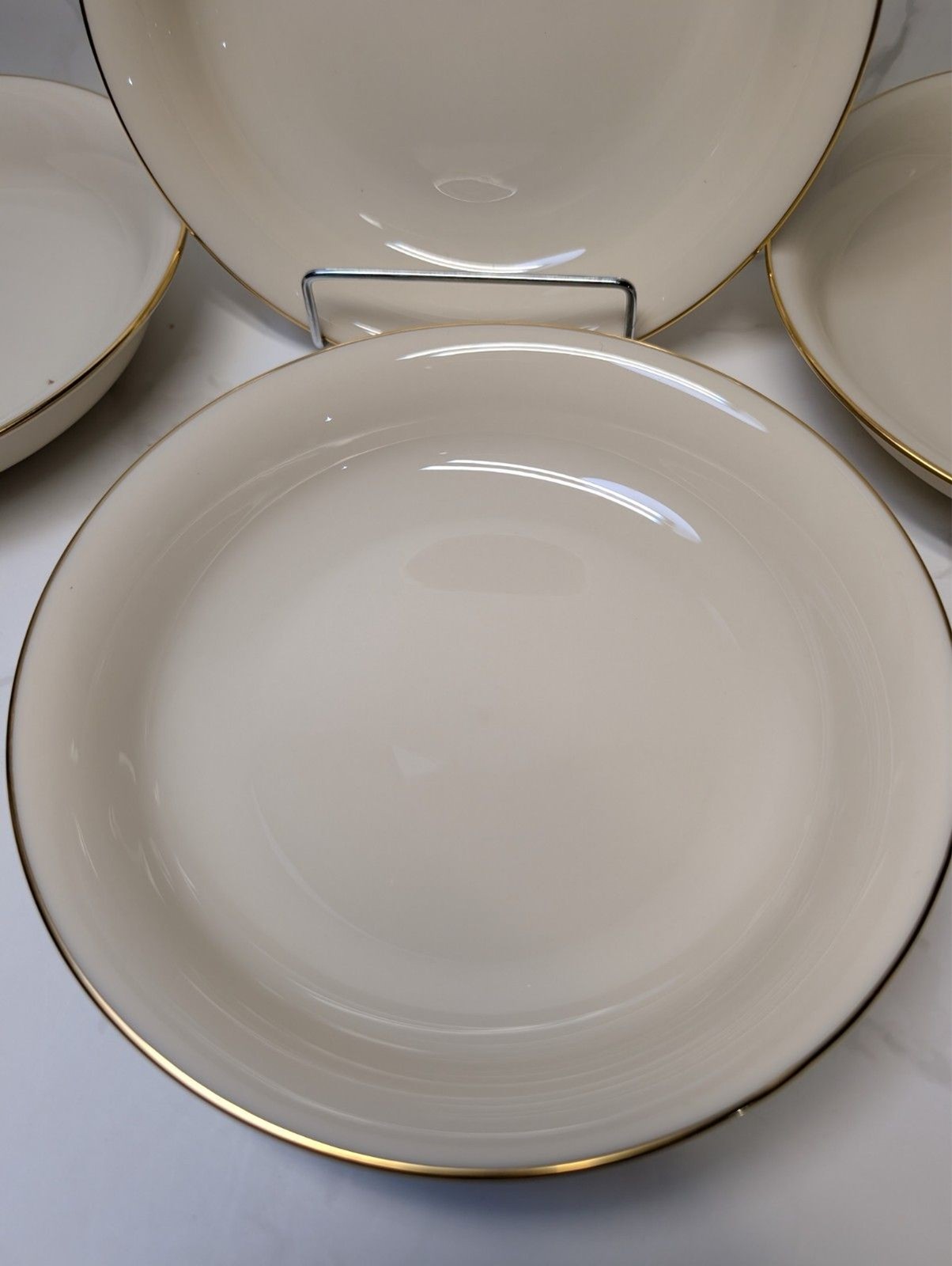 Lenox Hayworth Coupe Soup Bowls Set of 4 Ivory Gold Trim 7.75in USA