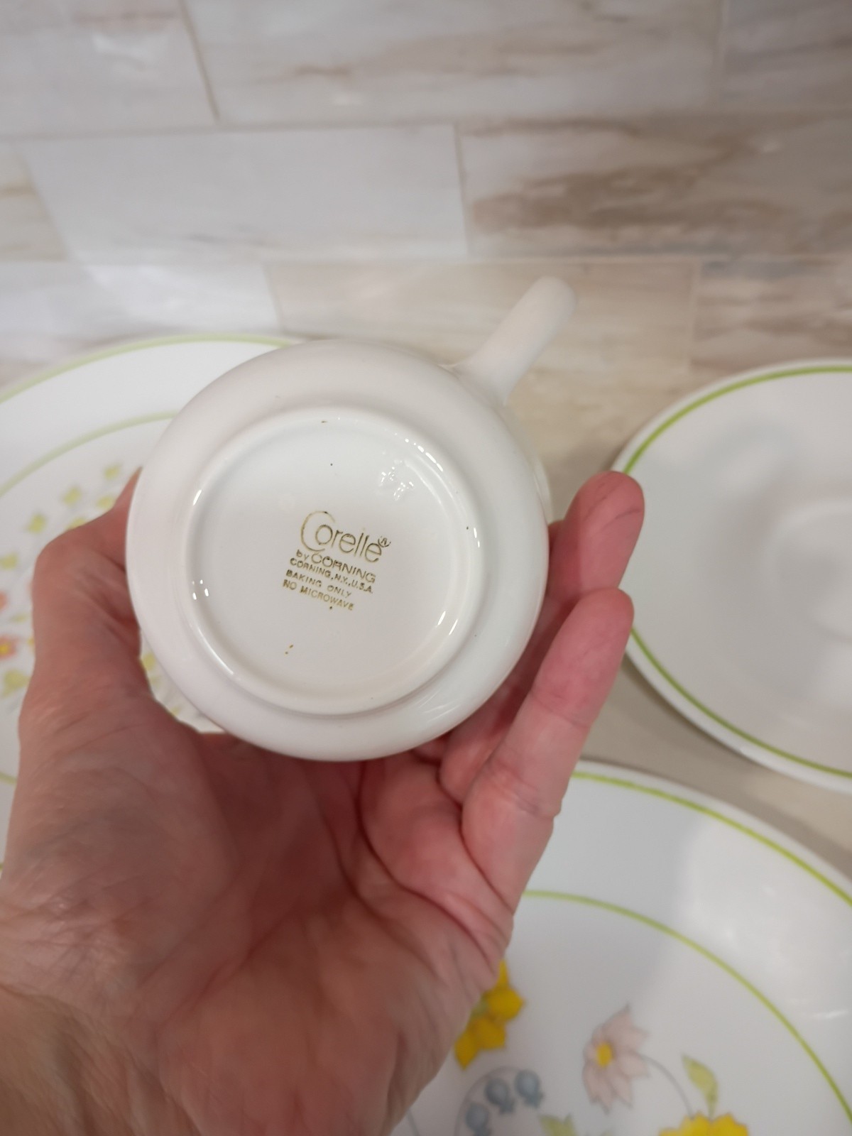 12 CORELLE DISH Lot Spring 5 Salad PLATES 1 Bowl 5 Saucers 1 Tea Coffee Cup
