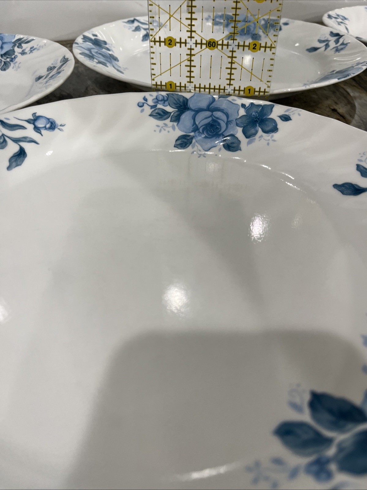 Vintage 5 Corelle Corning Blue Velvet Rose Vitrelle Dinner Plates 10 1/4″ 🇺🇸