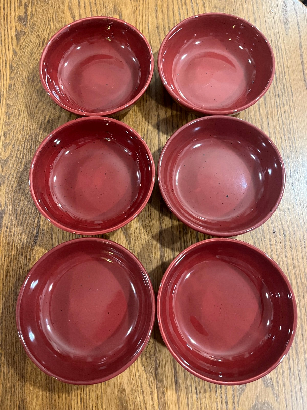 6 New BETTY CROCKER SoupCEREAL BOWLS Harmony Collection Burnt Orange/MAROON Rare
