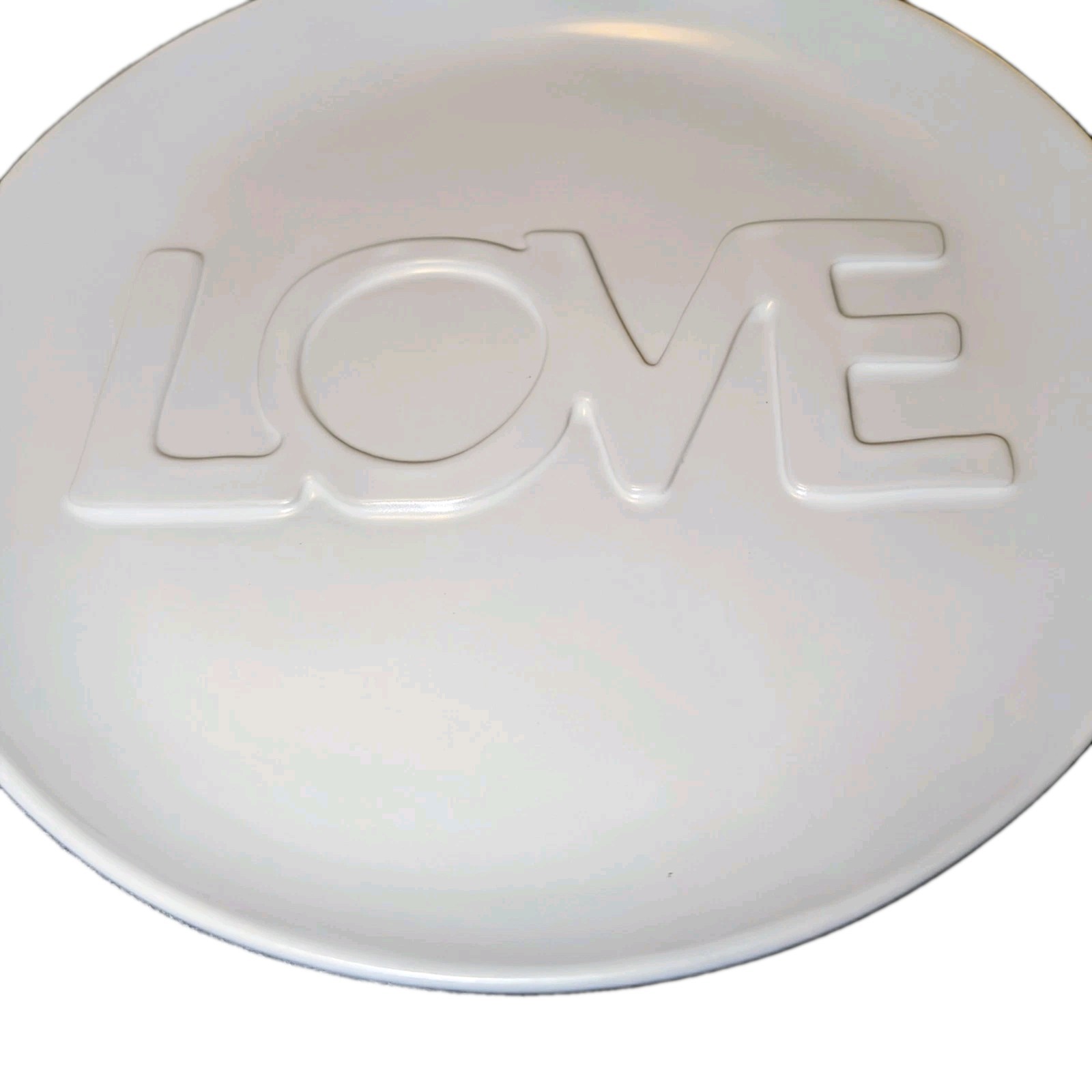 RARE 4 Crate & Barrel Lucia Eames LOVE Salad Plates White Embossed 2022 NEW NWT!