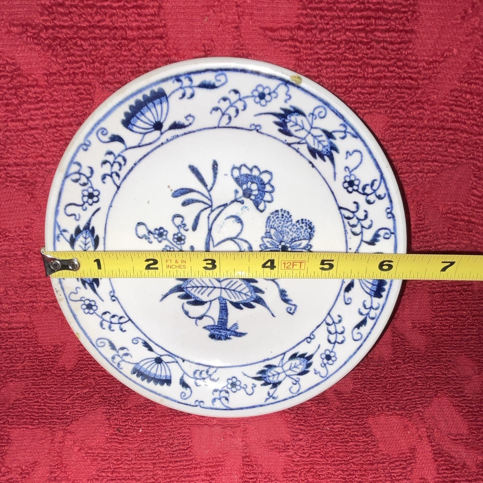Blue & White Floral Ceramic Round Plate 6.25in