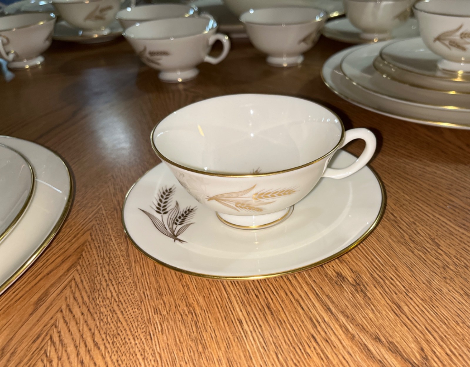 VTG 70 Pcs Wheat by Lenox MCM Ivory Porcelain Dinnerware Platter 24k Gold R 442