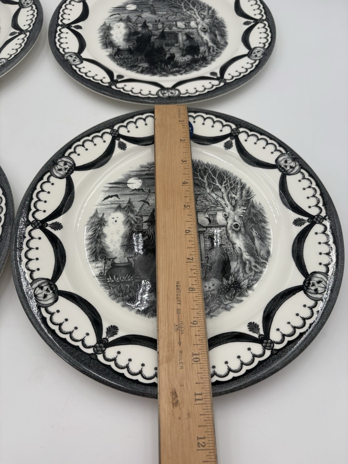 Royal Stafford Halloween Coven Witches Ghost Dinner Plates 11” ~ Set of 4