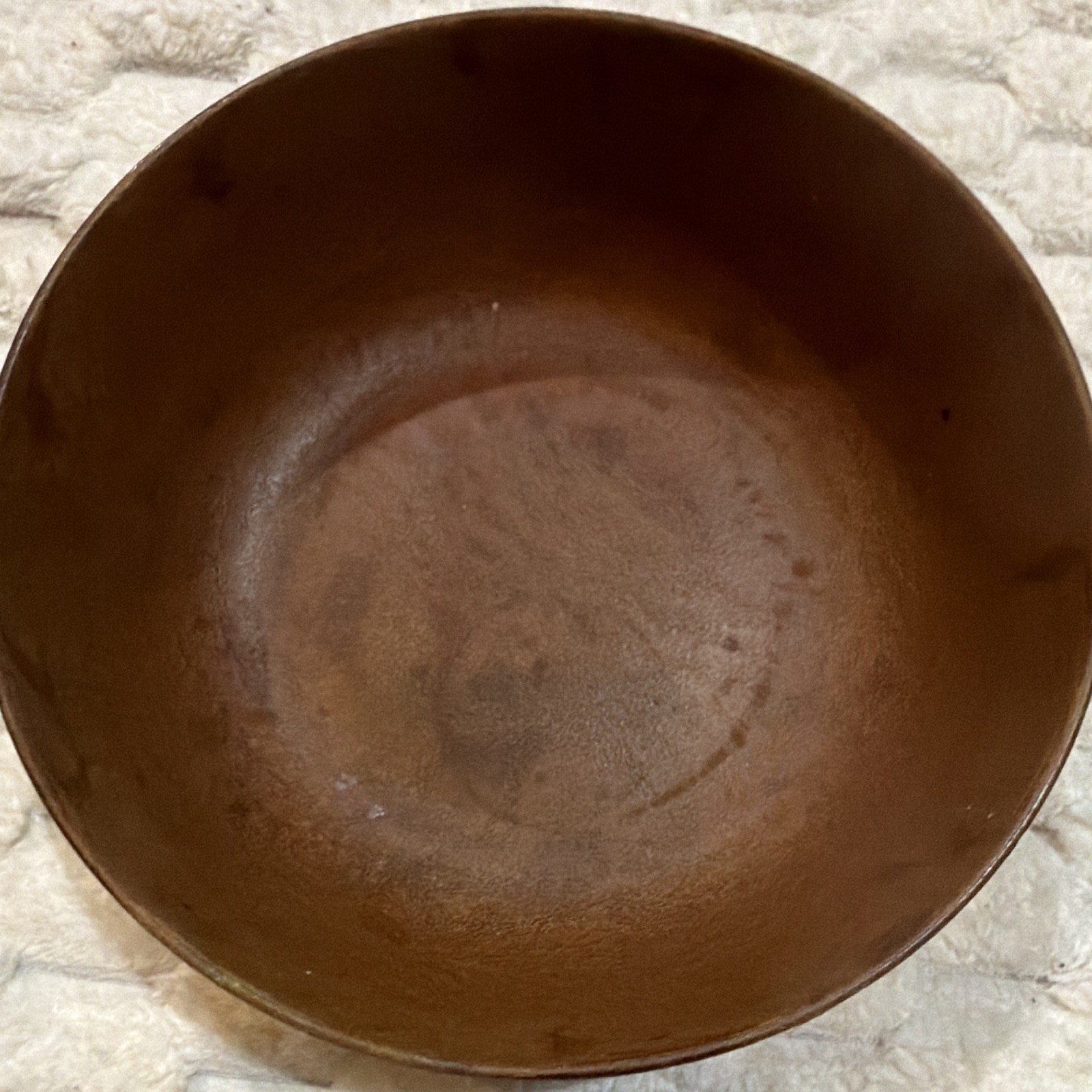 Vintage MCM Brown Drip Pottery Bowl – Faux Leather Glaze