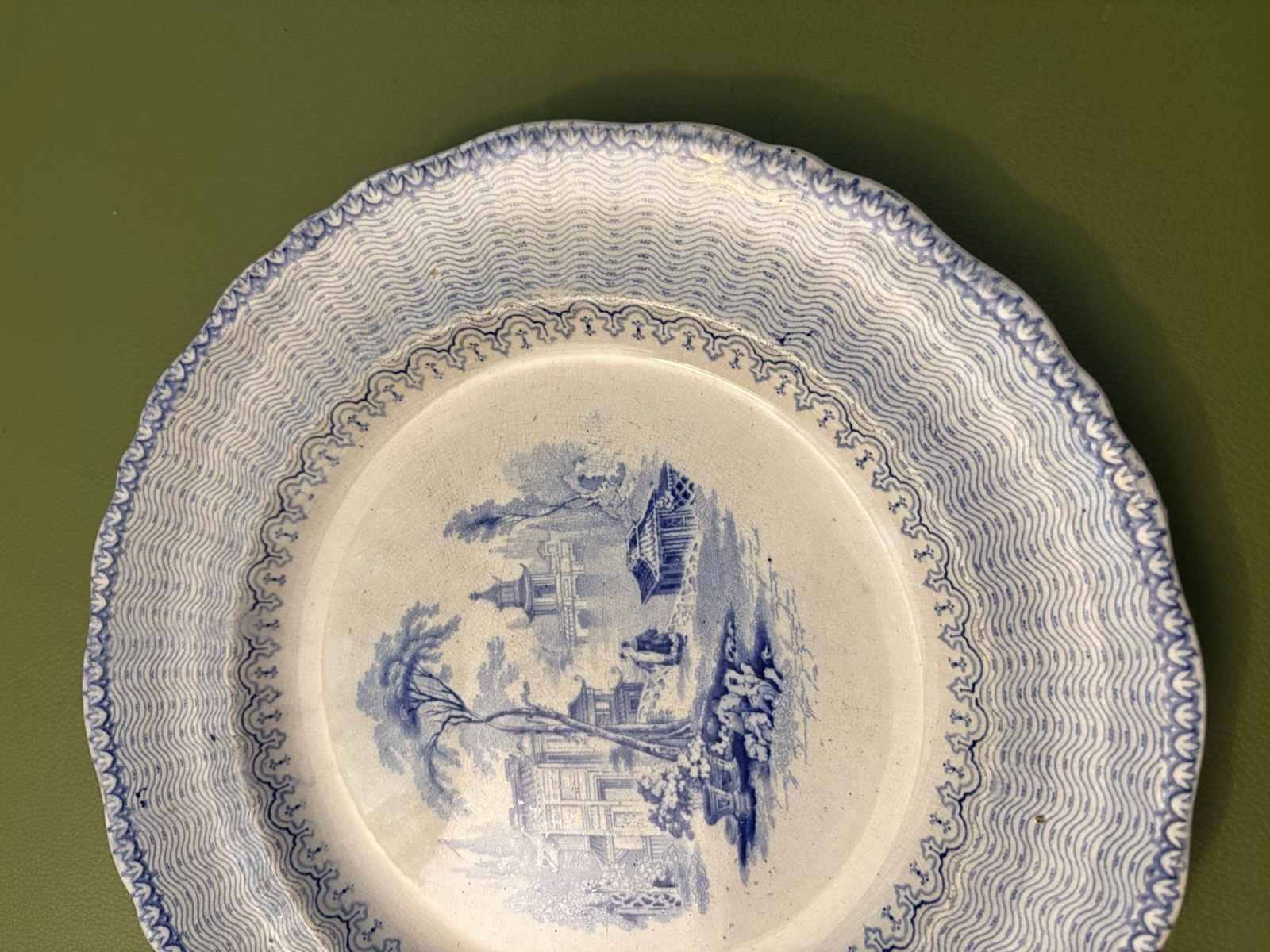 Antique E. Challinor Ironstone Plate Blue pattern nankin Wavy England