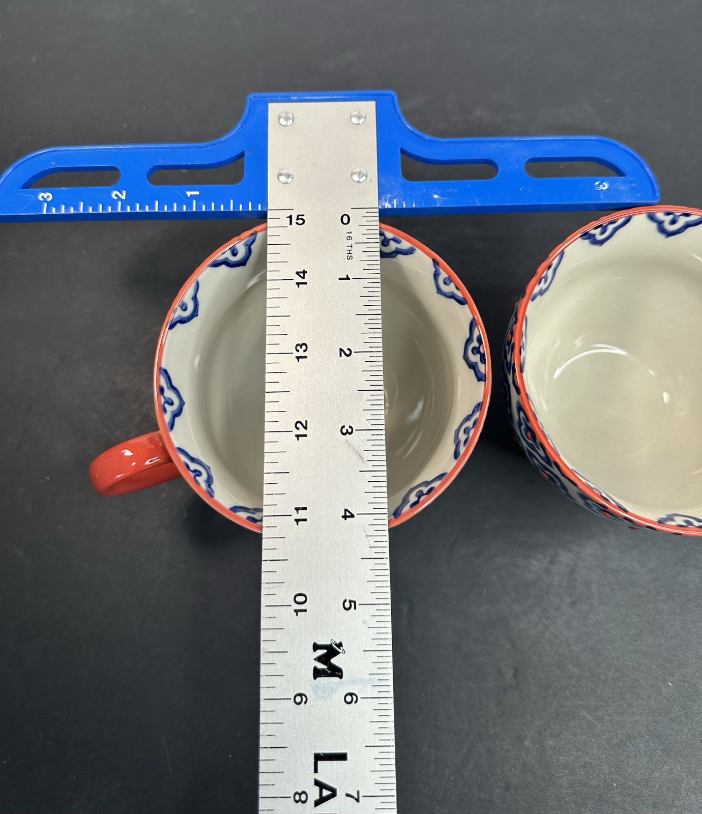 Yokohama Studio Hand Painted Raised Dot Floral Ceramic Mug Set 2 Japan Beautiful