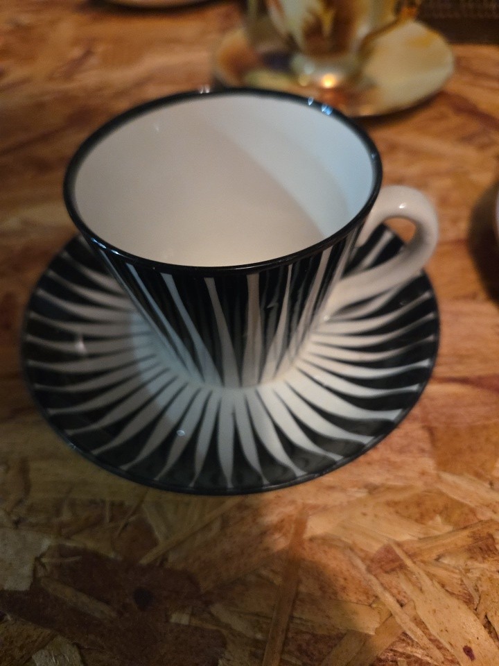 Upsala Ekeby Gefle MCM Zebra Cup and Saucer