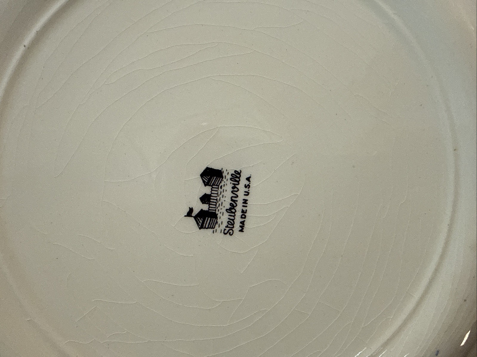 Steubenville China Cobalt Blue & Gold Rimmed Floral Dinner Plate