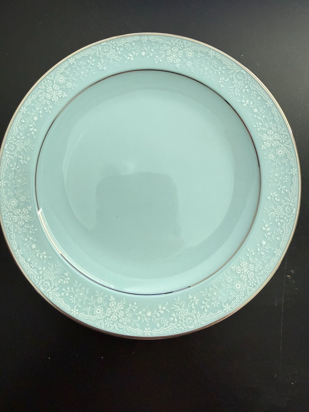 Noritake Fidelity Bread Plate Blue White Flowers Platinum Trim 6 1/4 Inch
