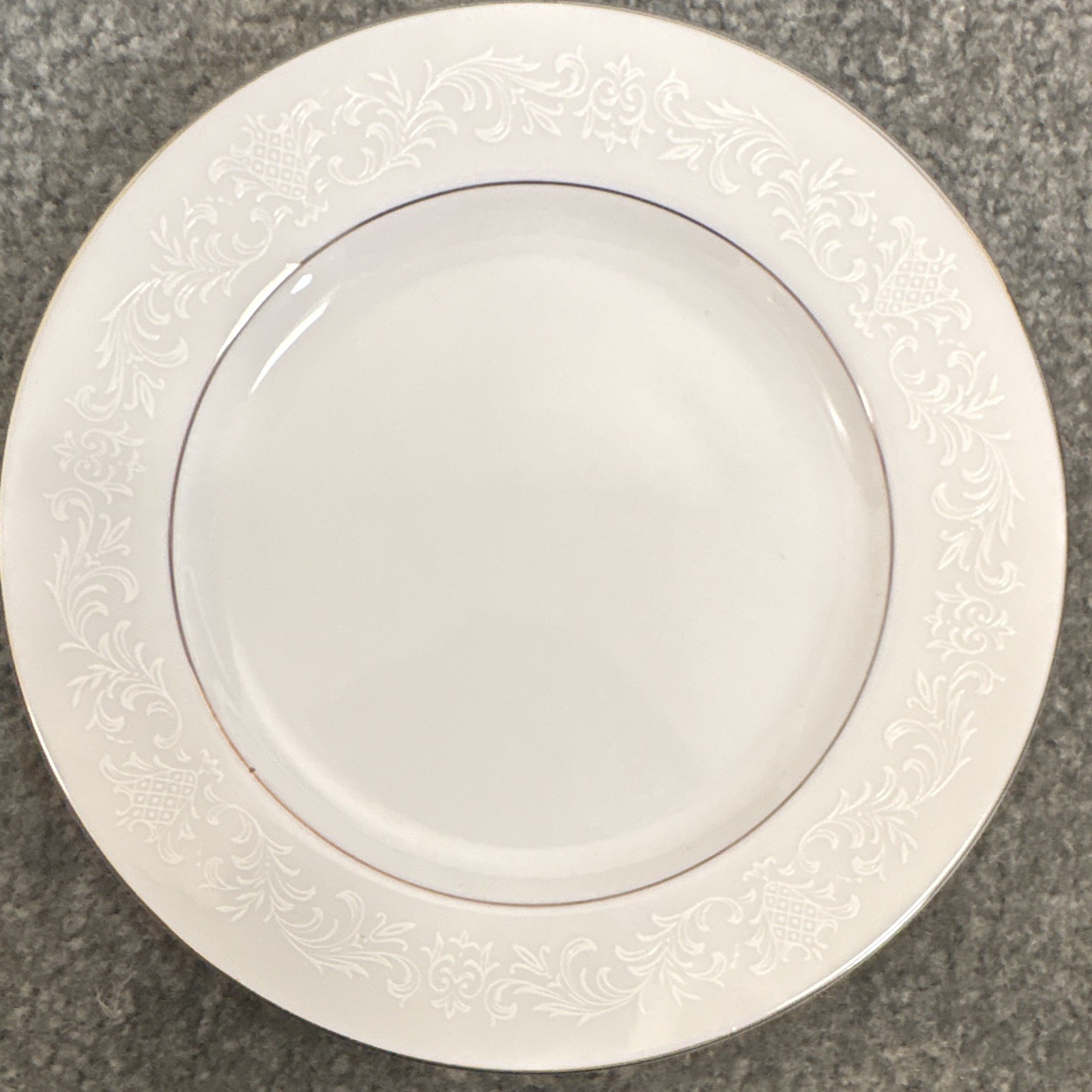 White Sango China Japan Set With White Engravings With Black Rims