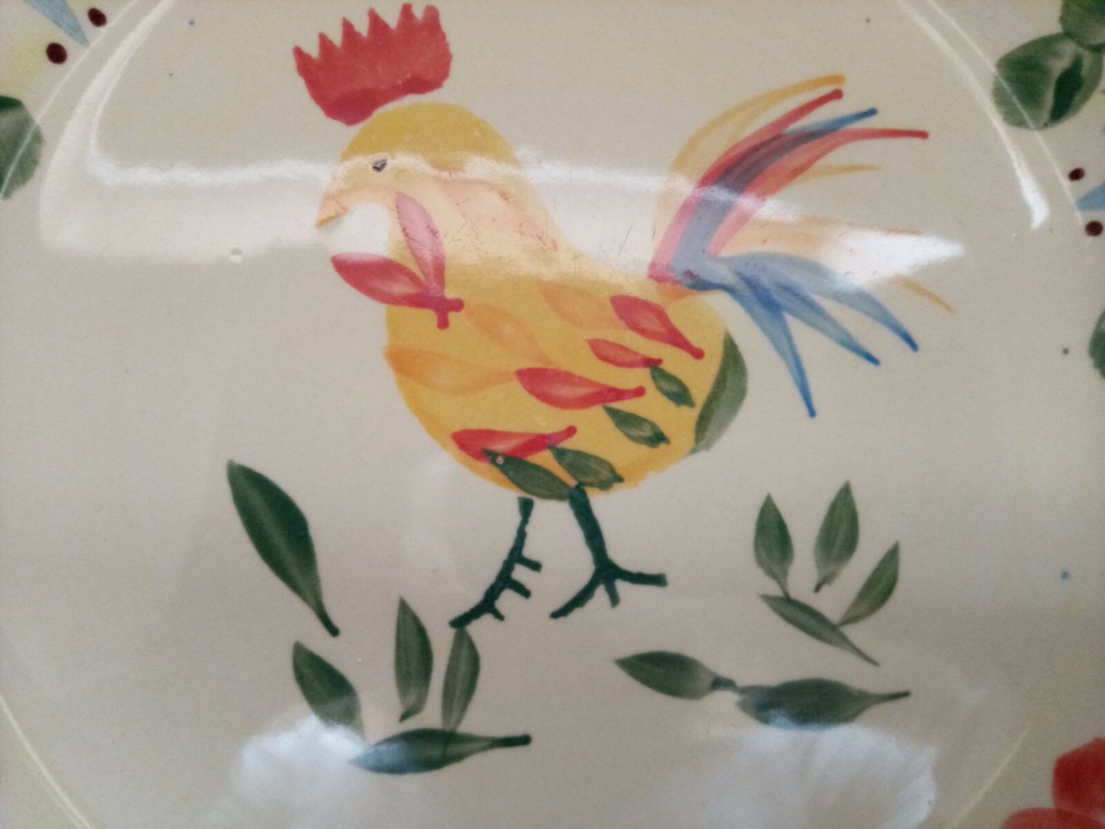Elegant Dining Rooster Chicken 10 1/2″ Dinner Plates, Hand Painted, Set Of 3