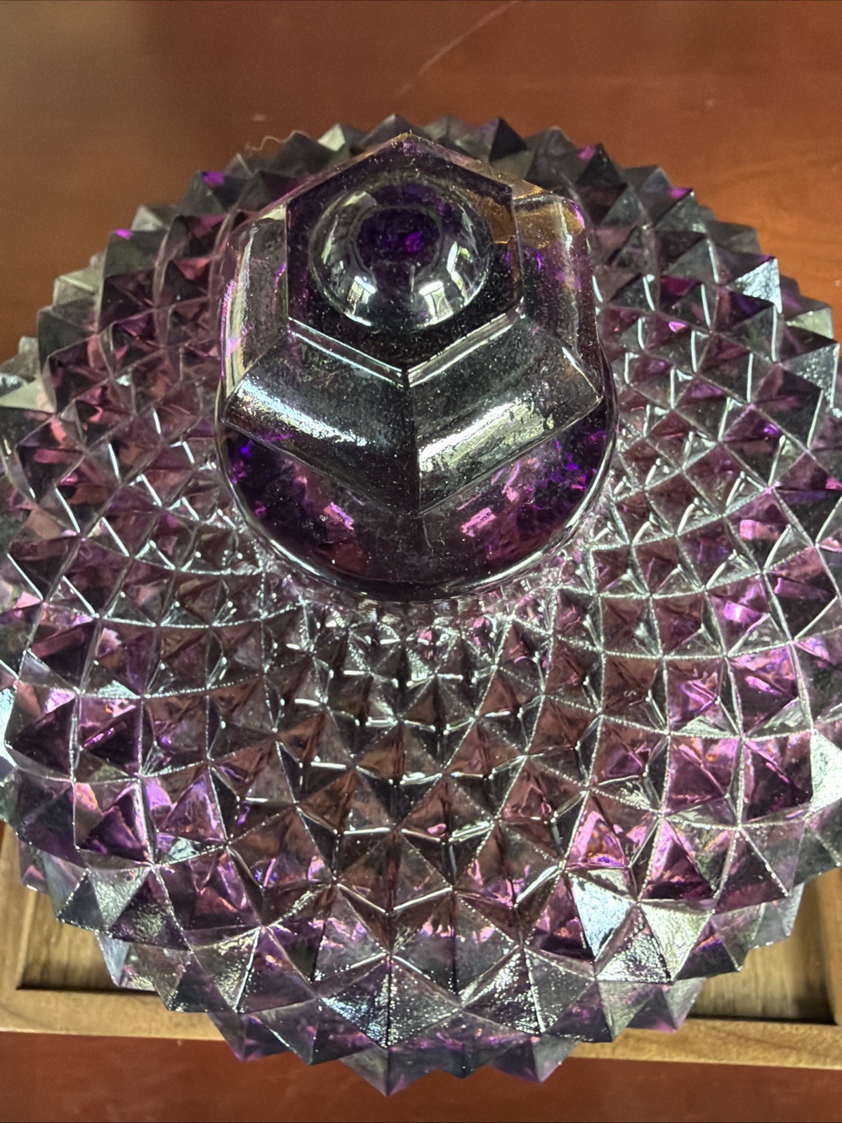 Vintage Westmoreland Glass Amethyst/Purple Sawtooth Covered Candy Dish Signed