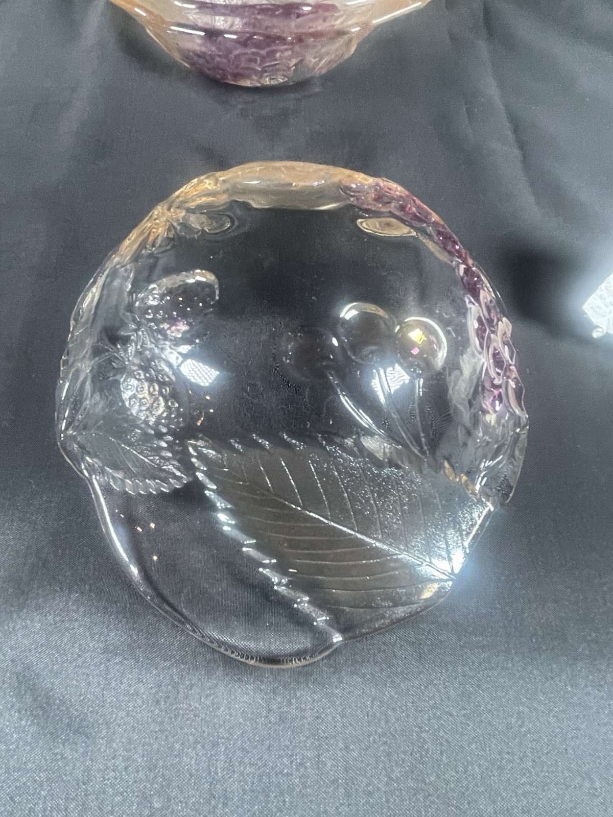 Vintage Fruit / Ice Cream Bowls Sculptured Design Of Grape, Berry And Leaves .