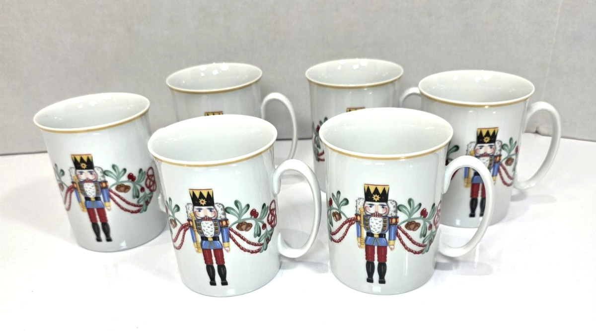 Block Spal Whimsy Christmas Coffee Cups Nutcracker PORTUGAL 1992 Set of 6