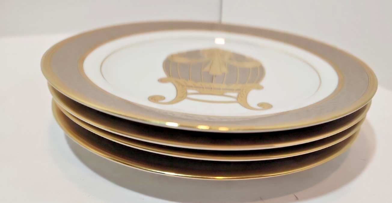 Muirfield New York Victorian Lace #9338 Salad Plates 8.25″ Set of 4 Gold Trim