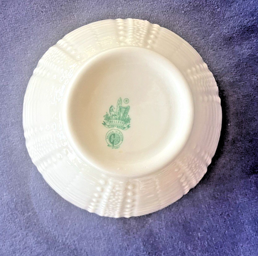 Belleek Green Mark Collectible Shell Pattern Open Sugar Bowl