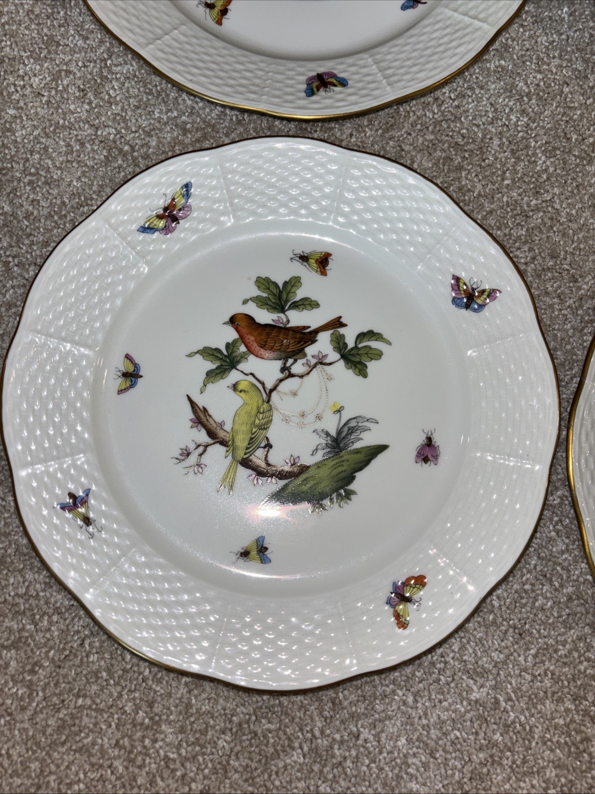 Herend ROTHSCHILD BIRD 8 3/4” Salad/Dessert Plates #521 Lot Of 4