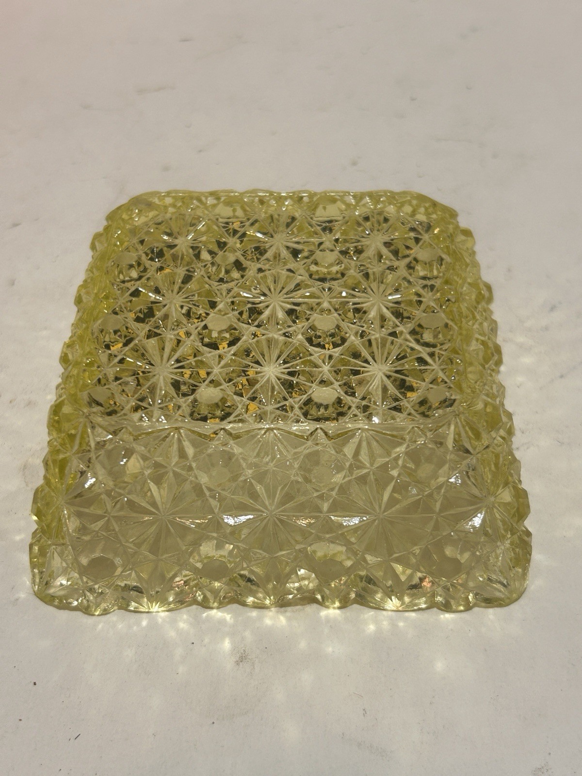 Uranium Vaseline Glass Daisy Button Dish 4 Inch Berry Bowl