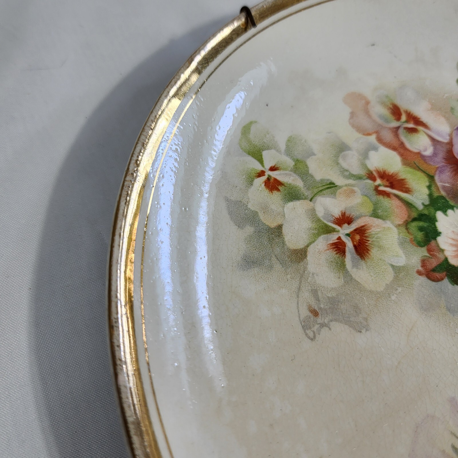 Gold Border Poppies Hand Painted decorative plate antique