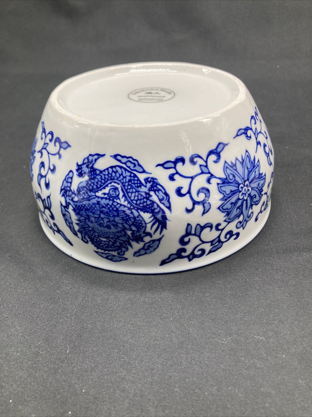 Yokohama Studio Japan Hand Painted Blue White 5” & 4” Porcelain Bowl