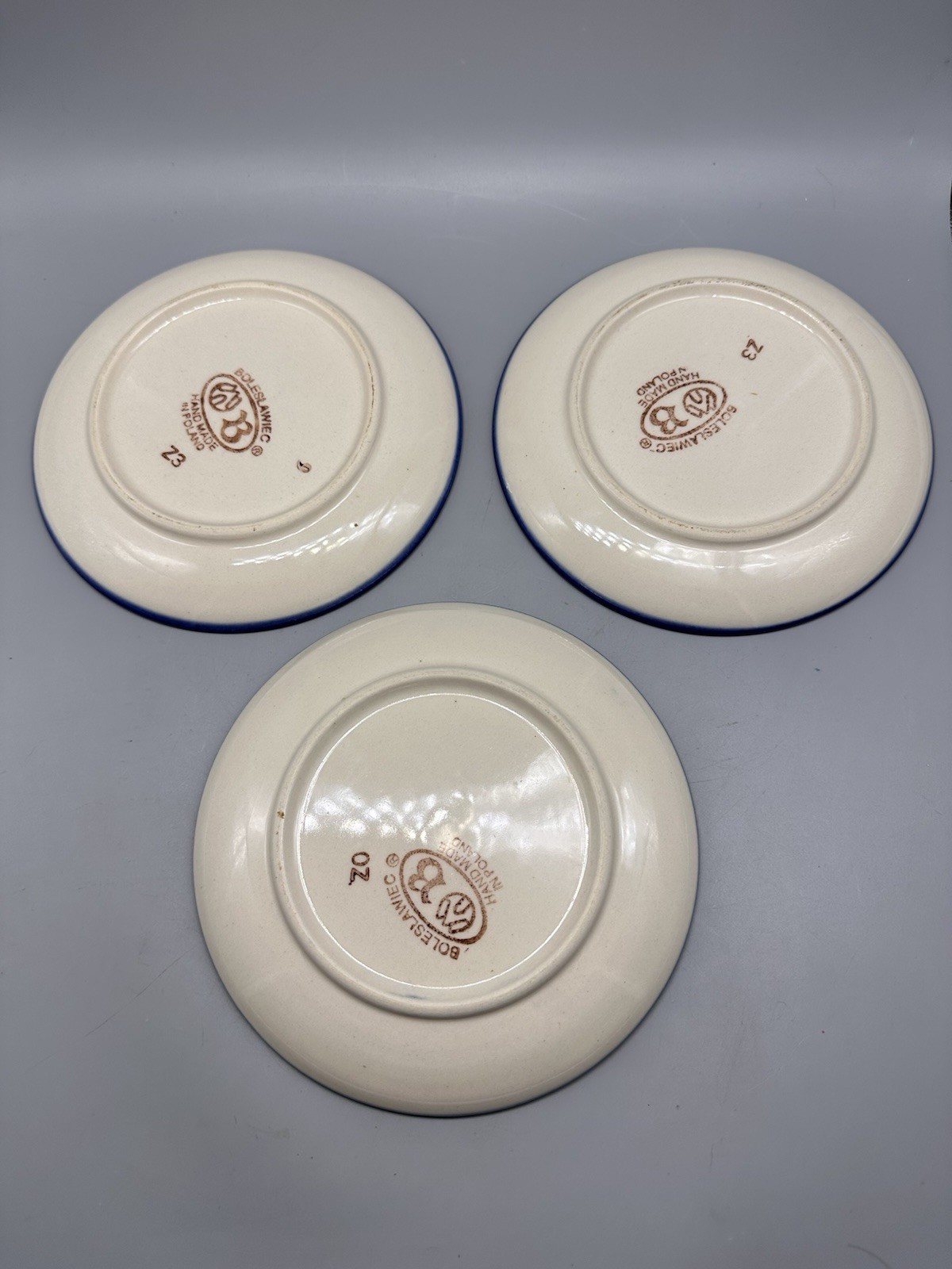 Polish Pottery Peacock Leaves Plate 6 1/2”Boleslawiec Set Of 3