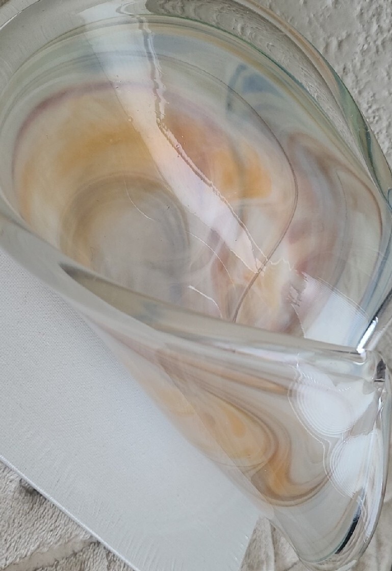 MURANO FILIGREE BOWL WITH FOLDED EDGES LARGE 10: LONG MULTI Color SWIRL